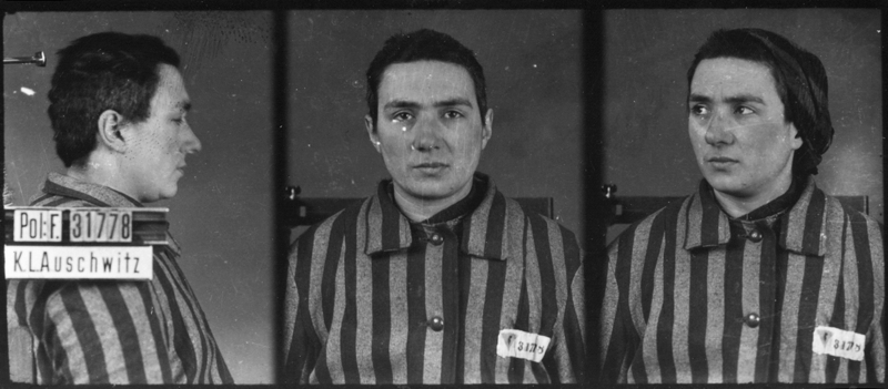 Photographiée à Auschwitz-I, le 3 février 1943, selon les trois vues anthropométriques de la police allemande. Musée d’État d’Auschwitz-Birkenau, Oświęcim, Pologne. Collection Mémoire Vive. Droits réservés.