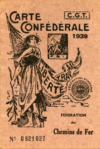 Carte syndicale CGT, Fédération des chemins de fer. Collection Mémoire Vive.
