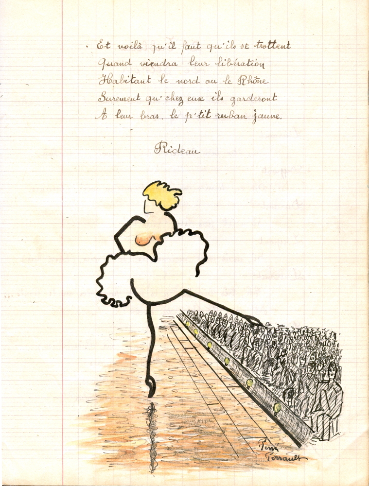 Dans le cahier d’Émile Drouillas, “Les chansons de Royallieu”. Collection Renée Thouanel. Droits réservés.