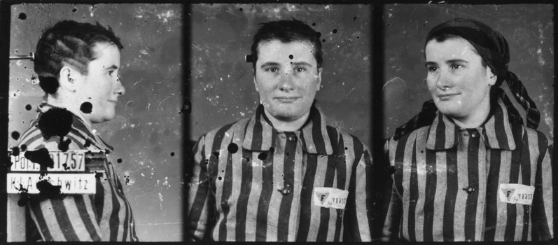 Photographiée à Auschwitz-I, le 3 février 1943, selon les trois vues anthropométriques de la police allemande. Musée d’État d’Auschwitz-Birkenau, Oświęcim, Pologne. Collection Mémoire Vive. Droits réservés.