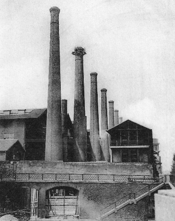 Usine de la Villette de la Société du Gaz de Paris dans les années 1920. Carte postale.