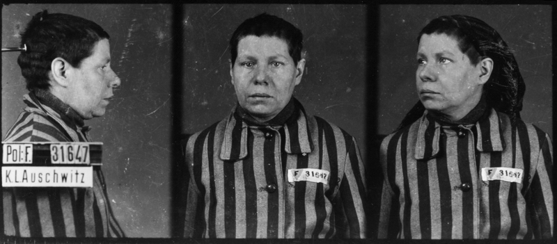 Photographiée à Auschwitz-I, le 3 février 1943, selon les trois vues anthropométriques de la police allemande. Musée d’État d’Auschwitz-Birkenau, Oświęcim, Pologne. Collection Mémoire Vive. Droits réservés.