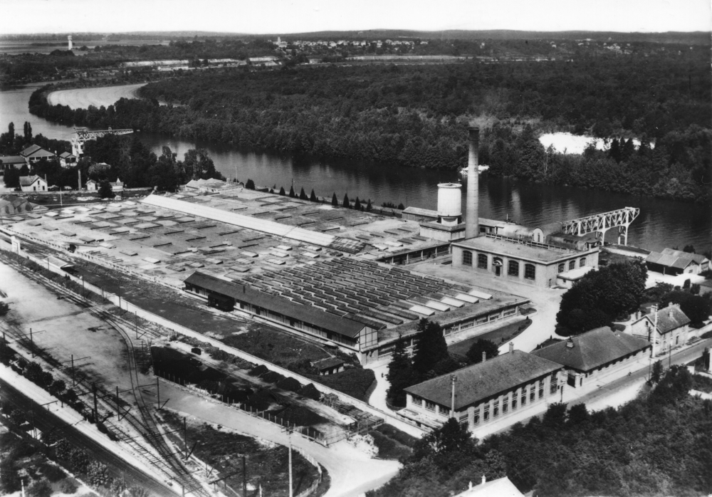 Ponthierry. Les usines de papiers peints Leroy, état d’après-guerre. Carte postale, collection Mémoire Vive.