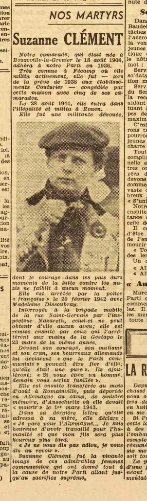 L’Avenir Normand du 3 mars 1945. Site Gallica de la BNF. Relevé de Catherine Voranger.